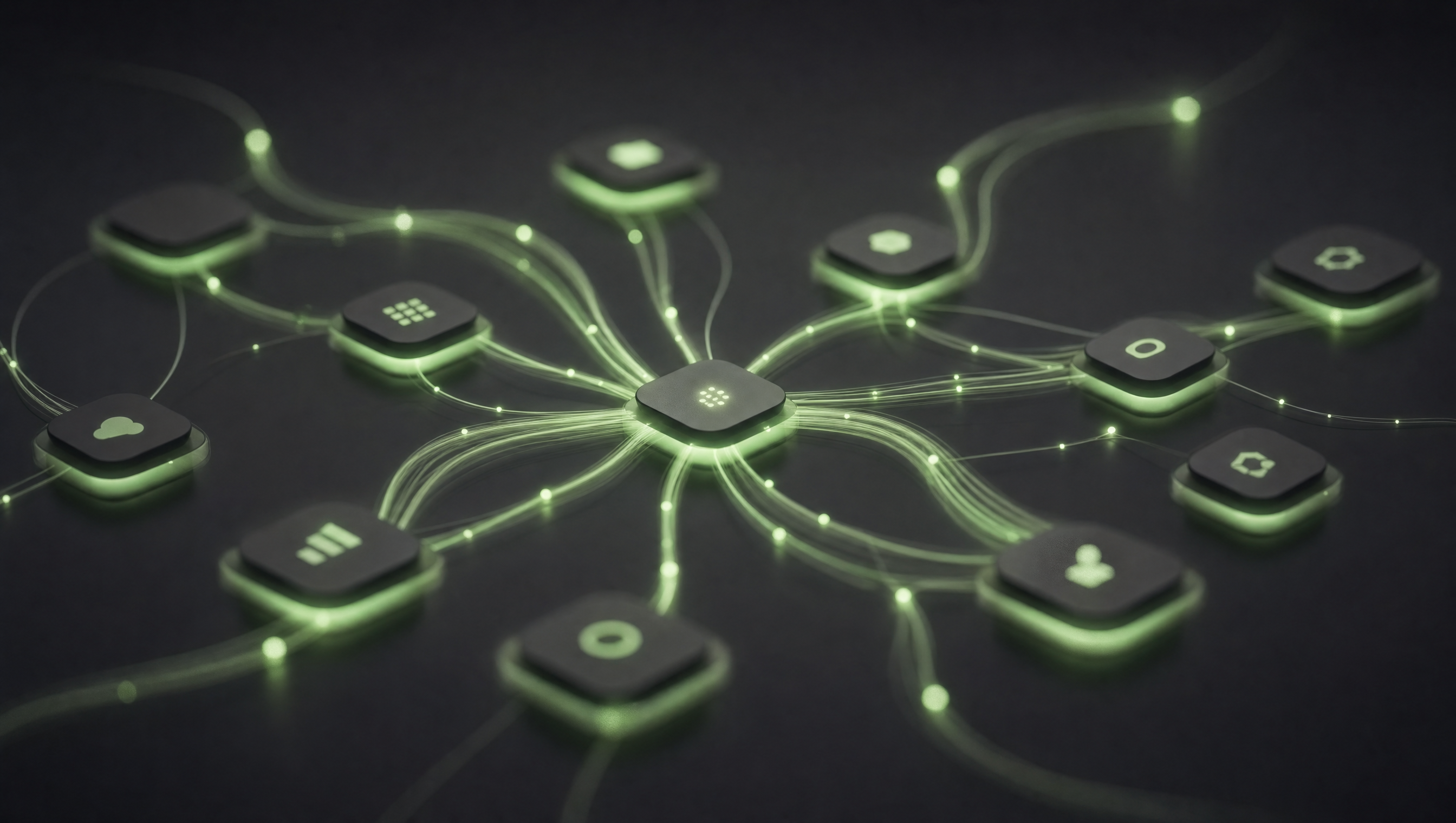 Abstract visualisation of leads and jobs flowing into a connected system